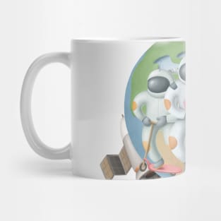 Astronauts hanging out in space. Mug